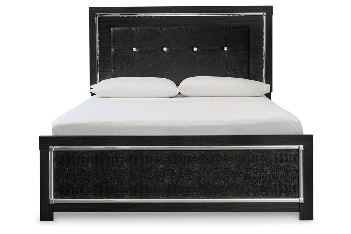 Kaydell Black Queen Upholstered Panel Bed