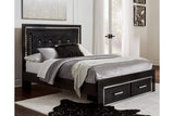 Kaydell Black Queen Upholstered Platform Bed with Storage