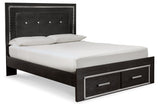 Kaydell Black Queen Panel Bed with Storage