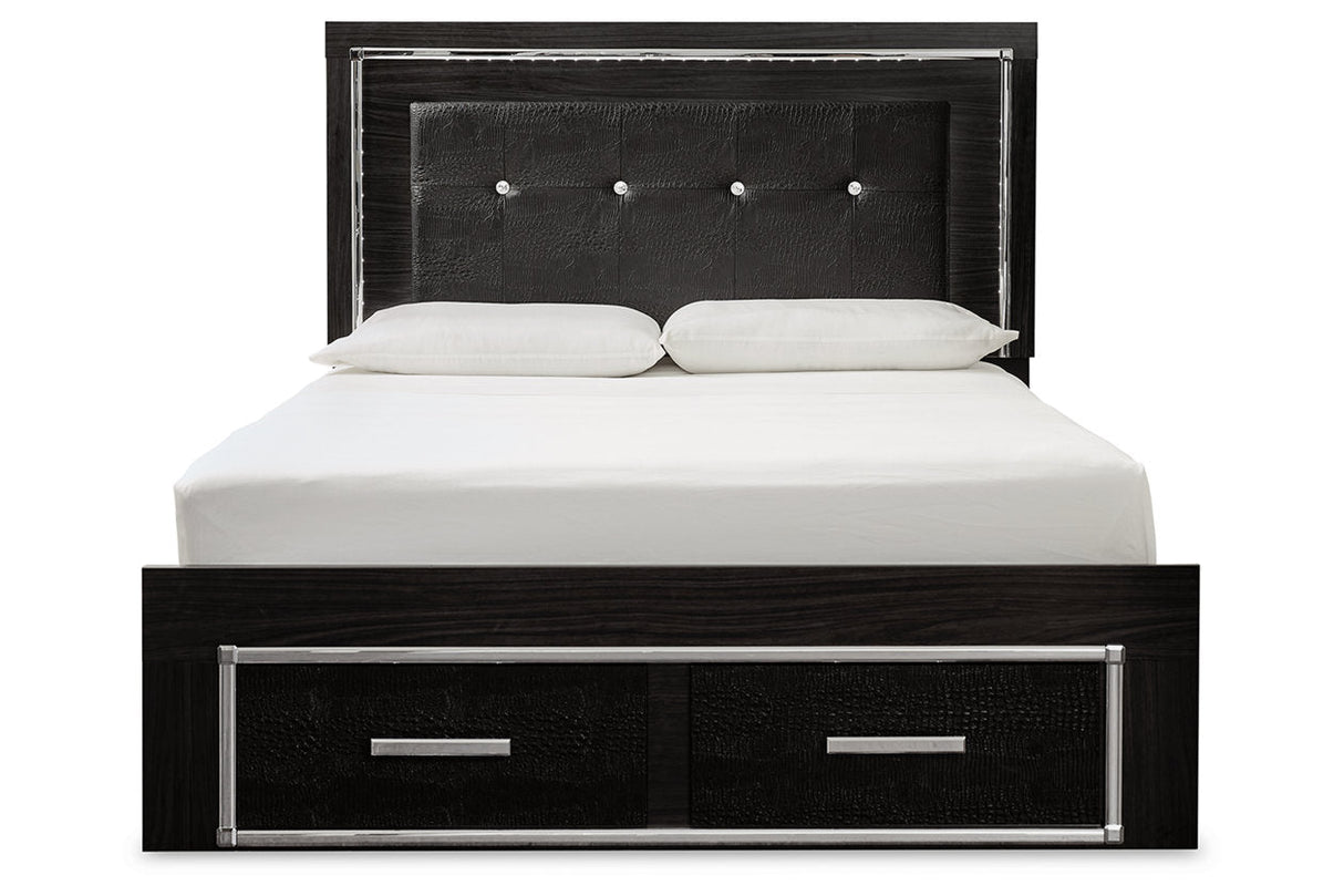 Kaydell Black Queen Upholstered Platform Bed with Storage