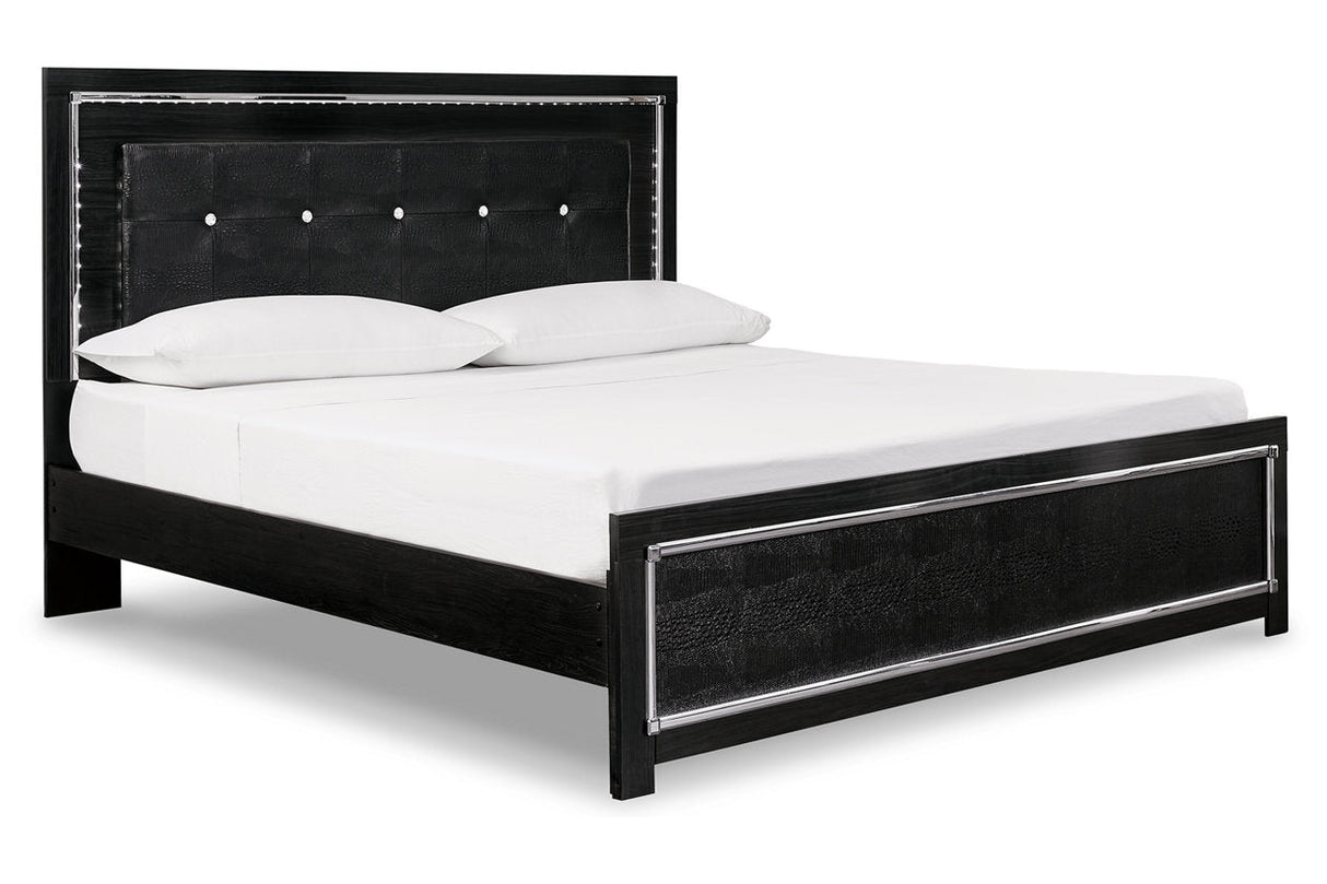 Kaydell Black King Upholstered Panel Bed