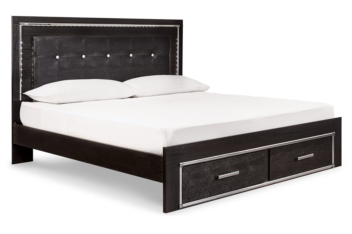 Kaydell Black King Panel Bed with Storage