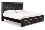 Kaydell Black King Upholstered Platform Bed with Storage