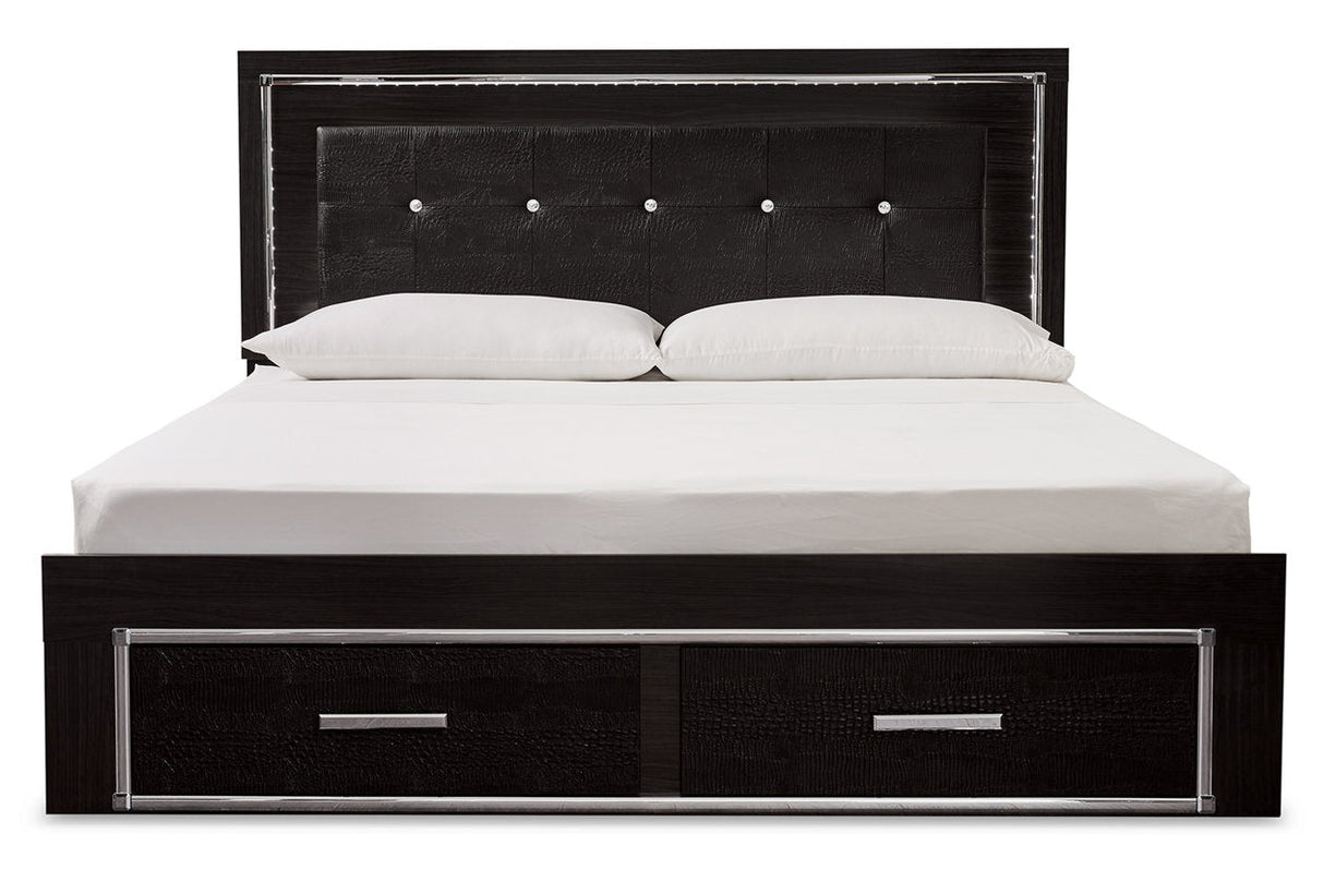 Kaydell Black King Panel Bed with Storage