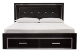 Kaydell Black King Upholstered Platform Bed with Storage