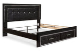 Kaydell Black King Panel Bed with Storage