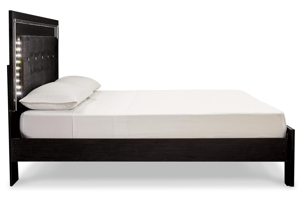 Kaydell Black King Upholstered Platform Bed with Storage