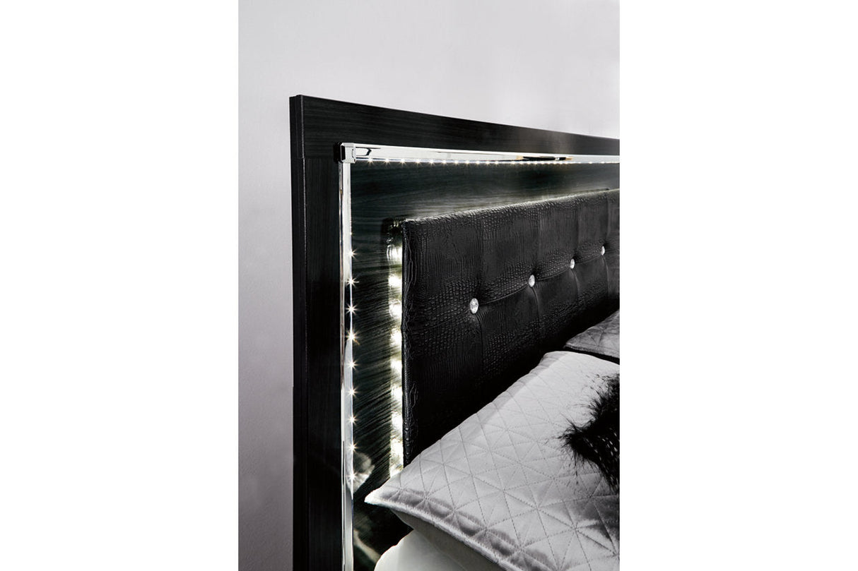 Kaydell Black King Panel Bed with Storage