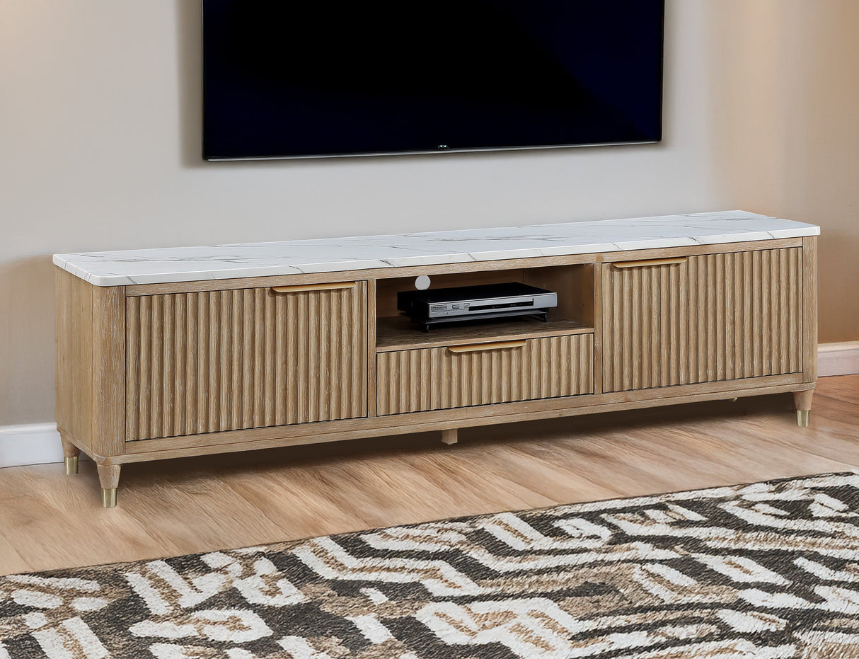 Kara Cerused Natural TV Stand