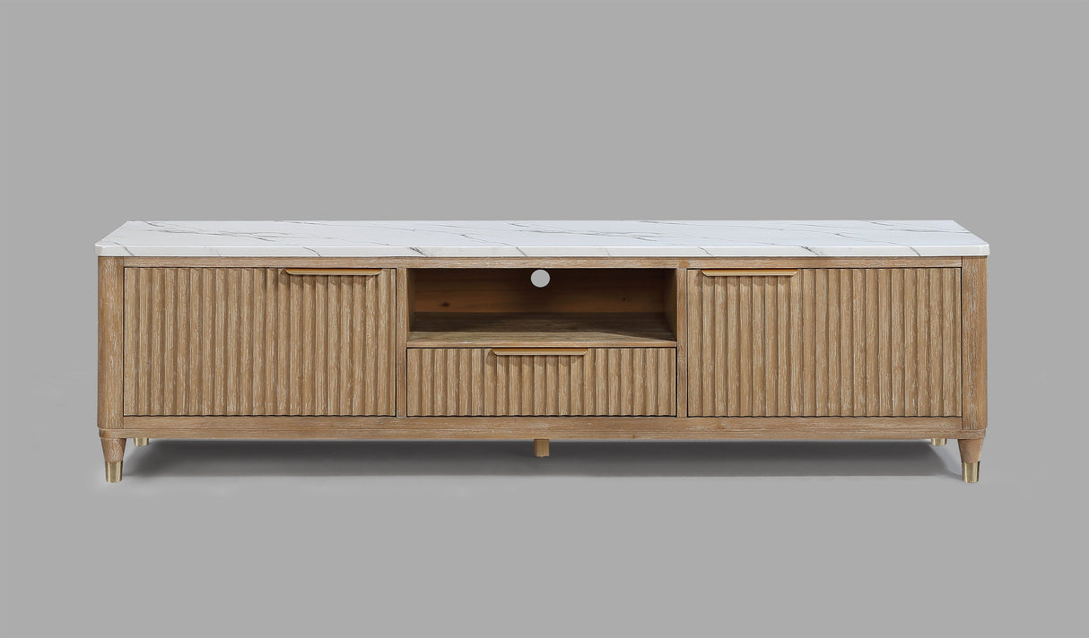 Kara Cerused Natural TV Stand