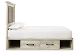 Cambeck Whitewash Queen Upholstered Platform Storage Bed