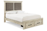 Cambeck Whitewash Queen Upholstered Panel Storage Bed