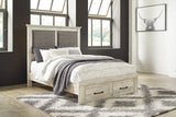 Cambeck Whitewash Queen Upholstered Panel Storage Bed