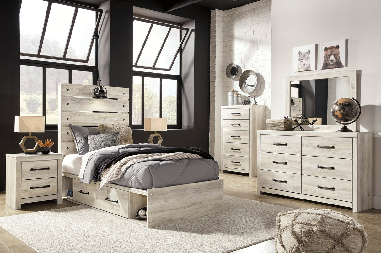 Cambeck Whitewash Side Storage Platform Youth Bedroom Set