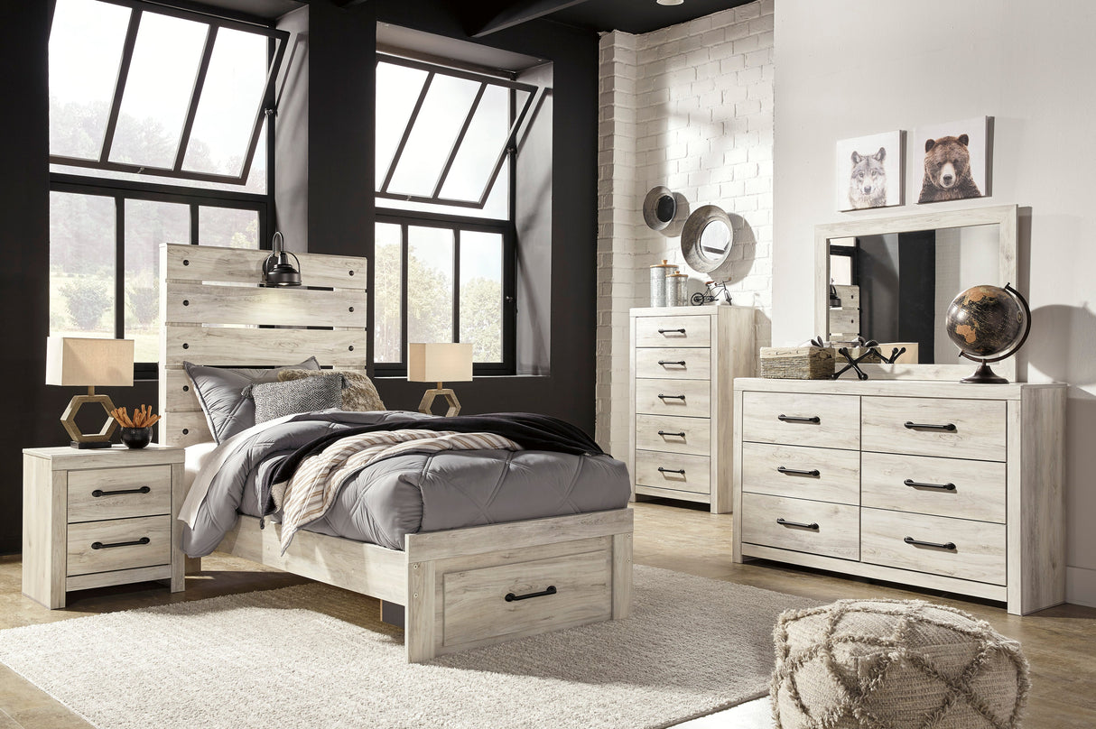 Cambeck Whitewash Footboard Storage Youth Bedroom Set