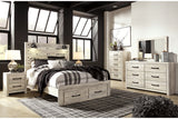 Cambeck Whitewash Queen Panel Bed with 2 Storage Drawers