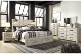 Cambeck Whitewash King Panel Bed with 2 Storage Drawers