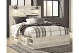 Cambeck Whitewash Queen Platform Bed with 2 Storage Drawers