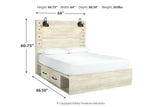 Cambeck Whitewash Queen Platform Bed with 2 Storage Drawers