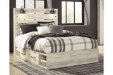 Cambeck Whitewash Queen Platform Bed with 4 Storage Drawers