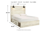 Cambeck Whitewash Queen Platform Bed with 4 Storage Drawers