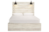 Cambeck Whitewash Queen Platform Bed with 4 Storage Drawers