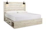 Cambeck Whitewash King Platform Bed with 2 Storage Drawers