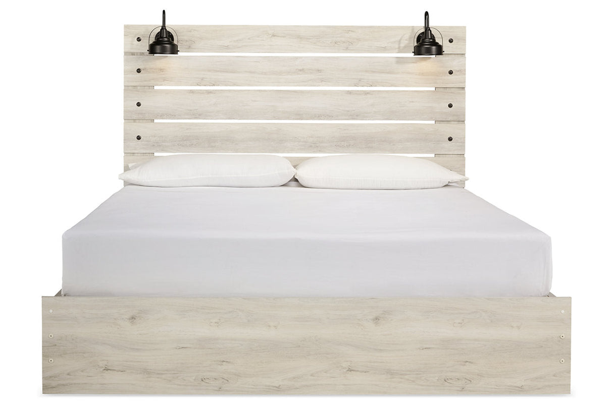 Cambeck Whitewash King Platform Bed with 2 Storage Drawers