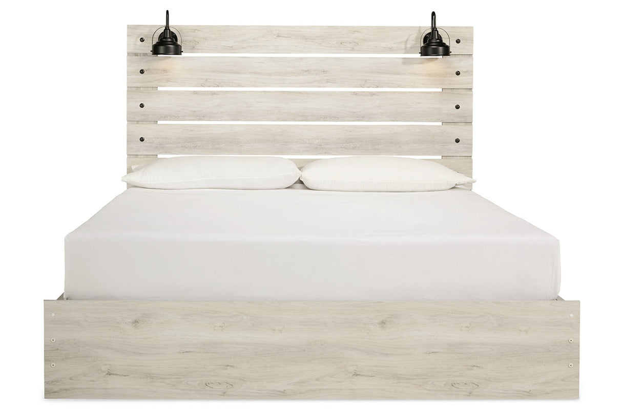 Cambeck Whitewash King Platform Bed with 4 Storage Drawers