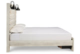 Cambeck Whitewash King Panel Bed with 2 Storage Drawers