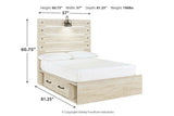 Cambeck Whitewash Full Panel Bed with 2 Storage Drawers