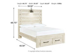 Cambeck Whitewash Full Panel Bed with 2 Storage Drawers