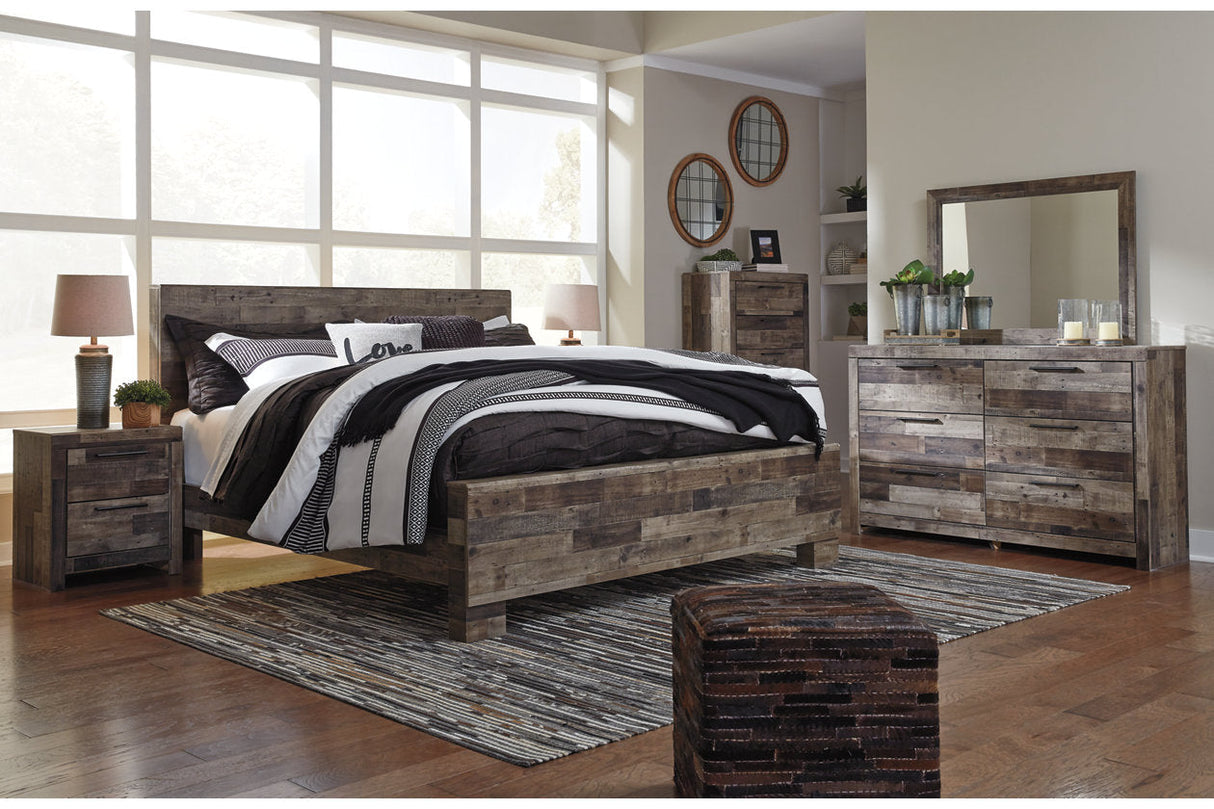 Derekson Multi Gray King Panel Bed