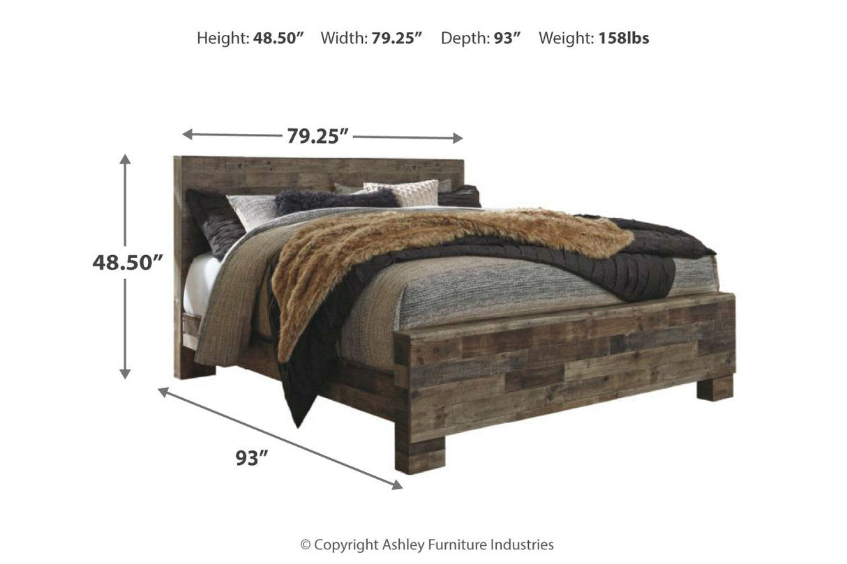 Derekson Multi Gray King Panel Bed