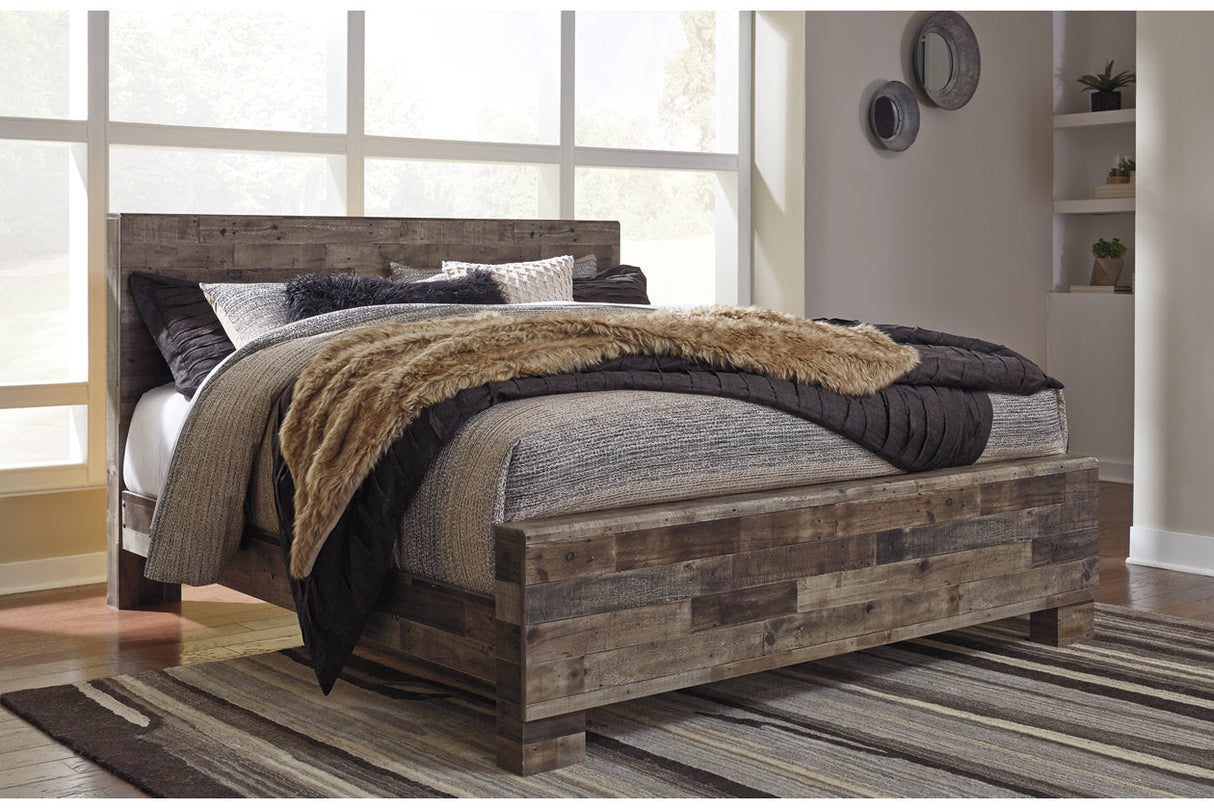 Derekson Multi Gray King Panel Bed