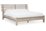 Hasbrick Tan King Slat Panel Bed