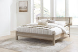 Hasbrick Tan King Slat Panel Bed