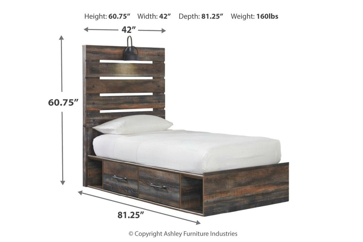 Drystan Multi Twin Panel Bed with 2 Storage Drawers