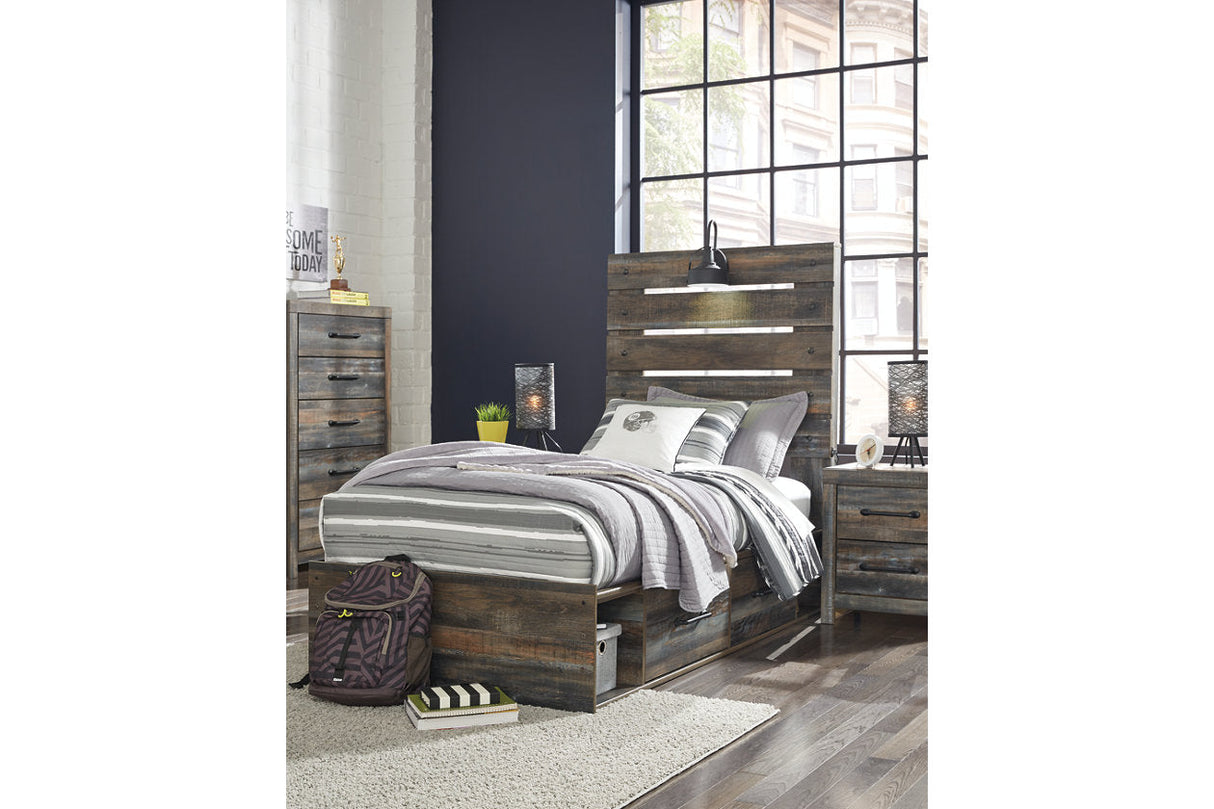 Drystan Multi Twin Panel Bed with 2 Storage Drawers