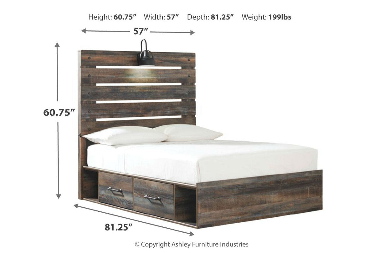 Drystan Multi Full Panel Bed with 2 Storage Drawers