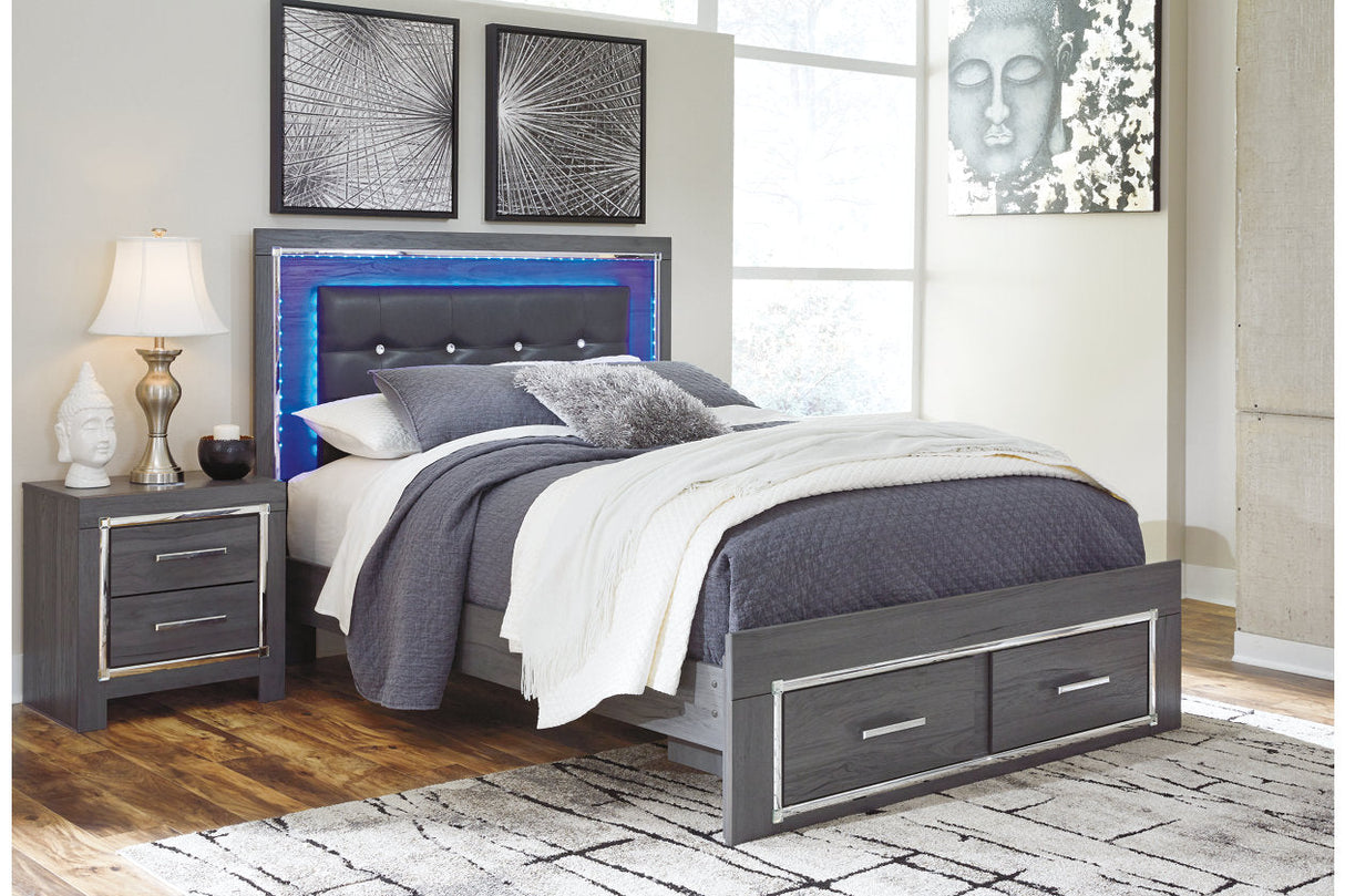 Lodanna Gray Queen Platform Bed with 2 Storage Drawers