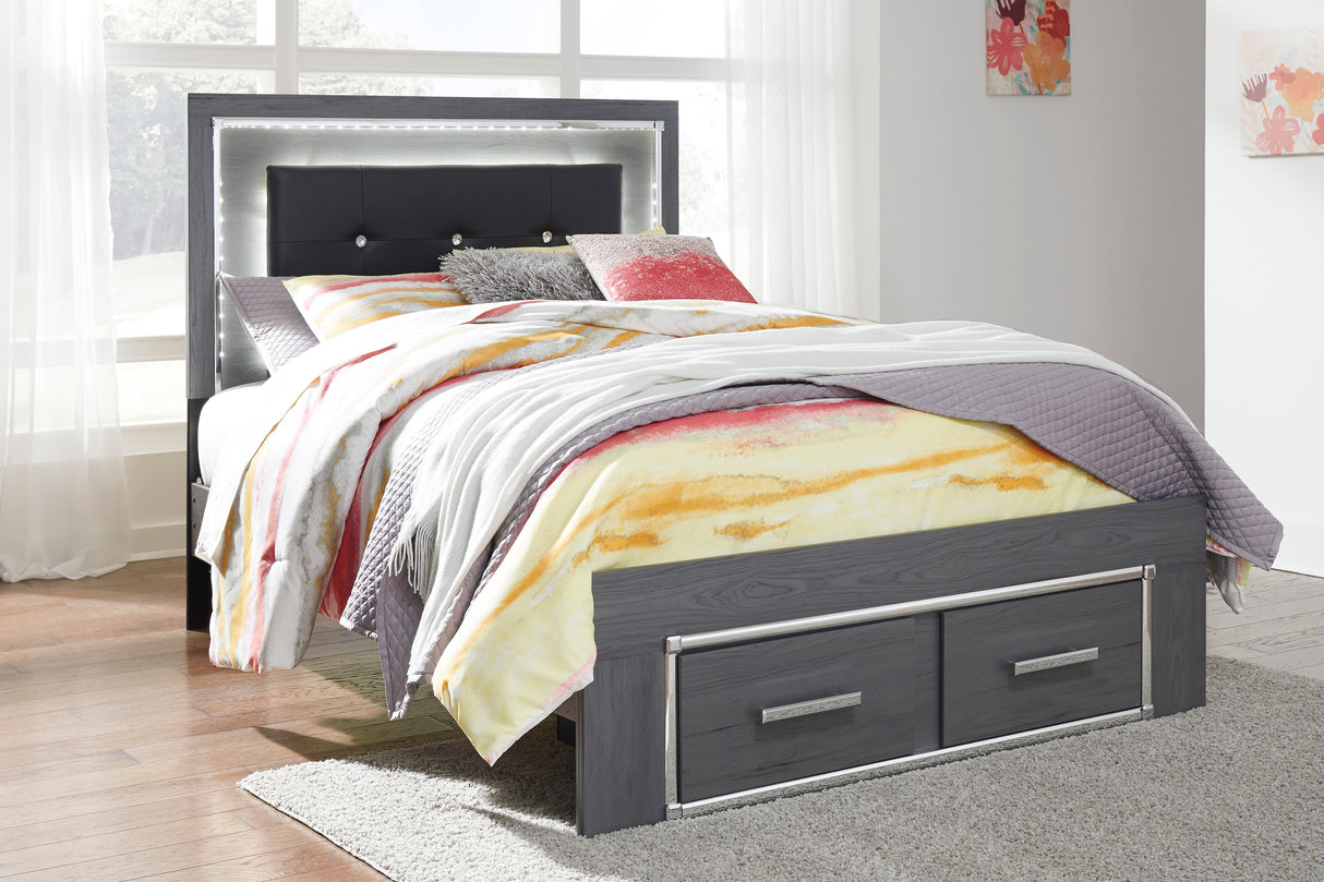 Lodanna Gray LED Footboard Storage Youth Bedroom Set