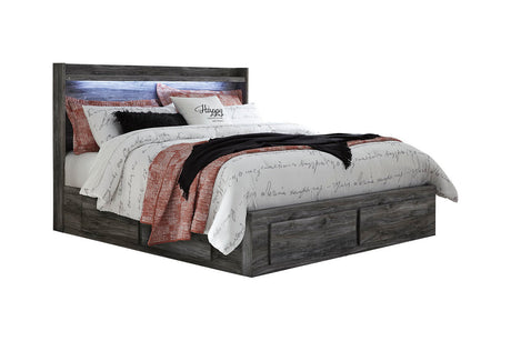 Baystorm Gray King Platform Bed with 4 Storage Drawers