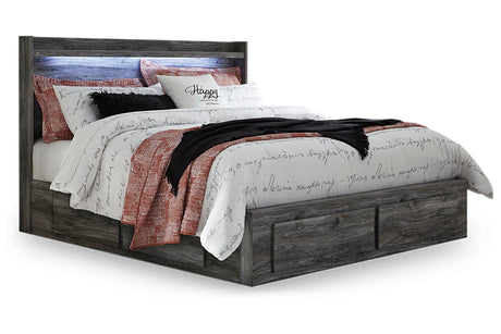 Baystorm Gray King Platform Bed with 6 Storage Drawers