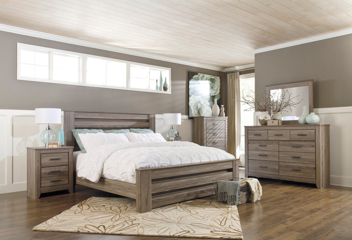 Zelen Warm Gray Panel Bedroom Set