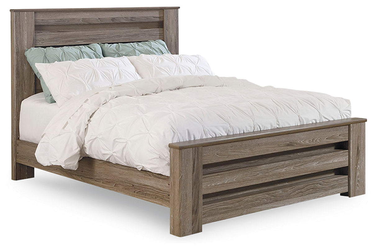 Zelen Warm Gray Queen Panel Bed