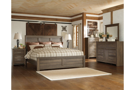 Juararo Dark Brown King Panel Bed