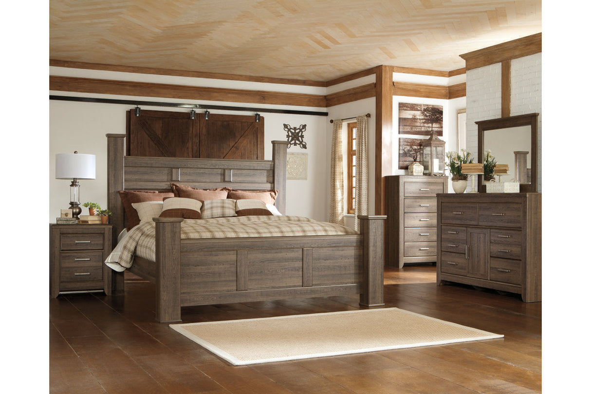 Juararo Dark Brown King Poster Bed