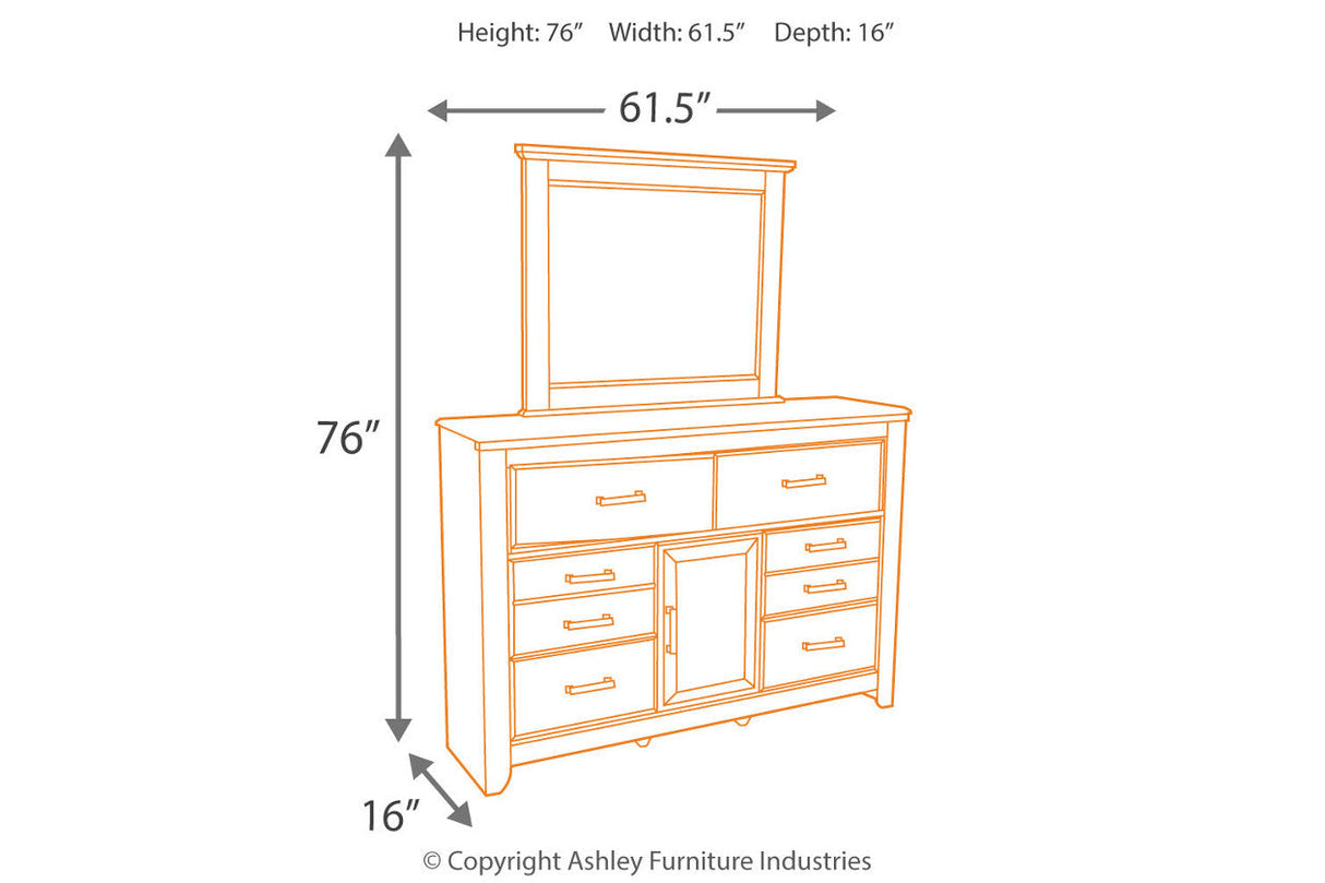 Juararo Dark Brown Dresser and Mirror