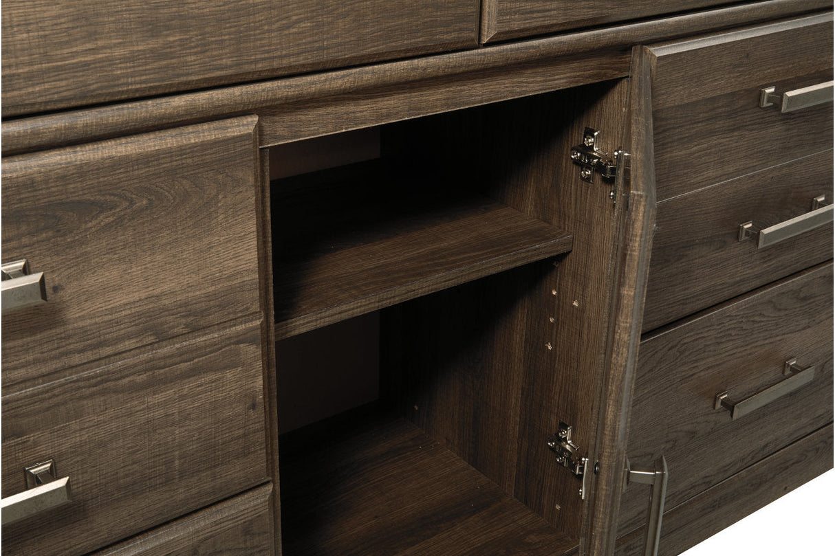 Juararo Dark Brown Dresser and Mirror